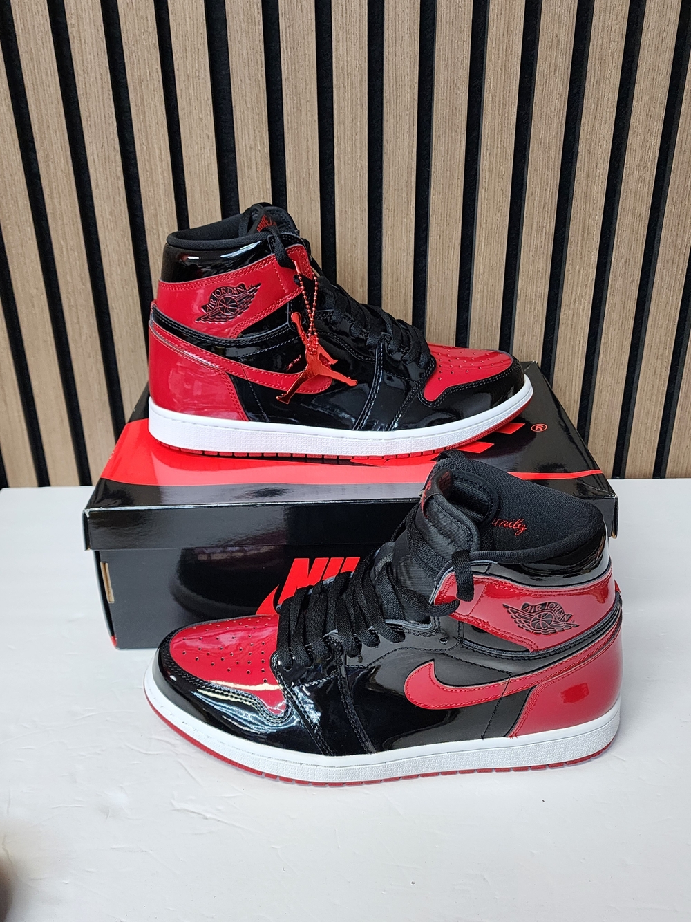 Nike Air Jordan 1 Retro High OG Patent Bred High Top Black/Red 2021 Size 10.5